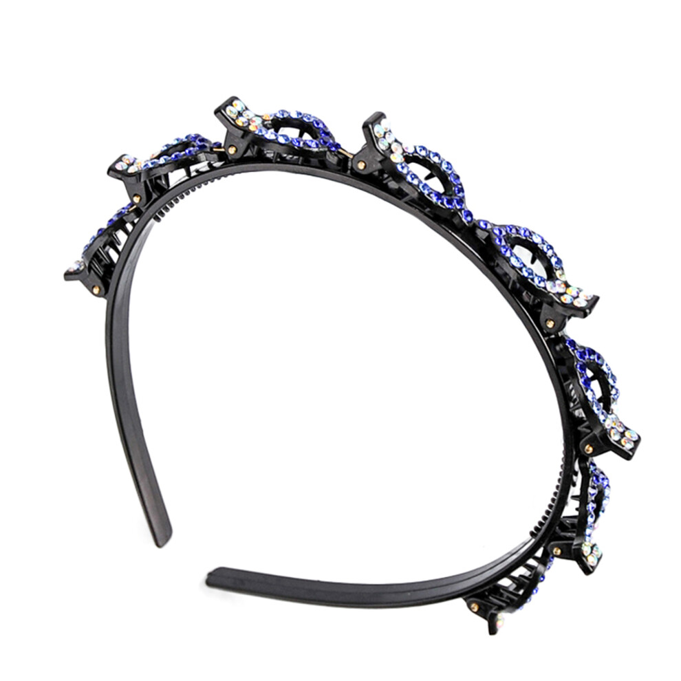 Reach-Tools Blue (Blue) Rhinestone Braided Hair Band Clip