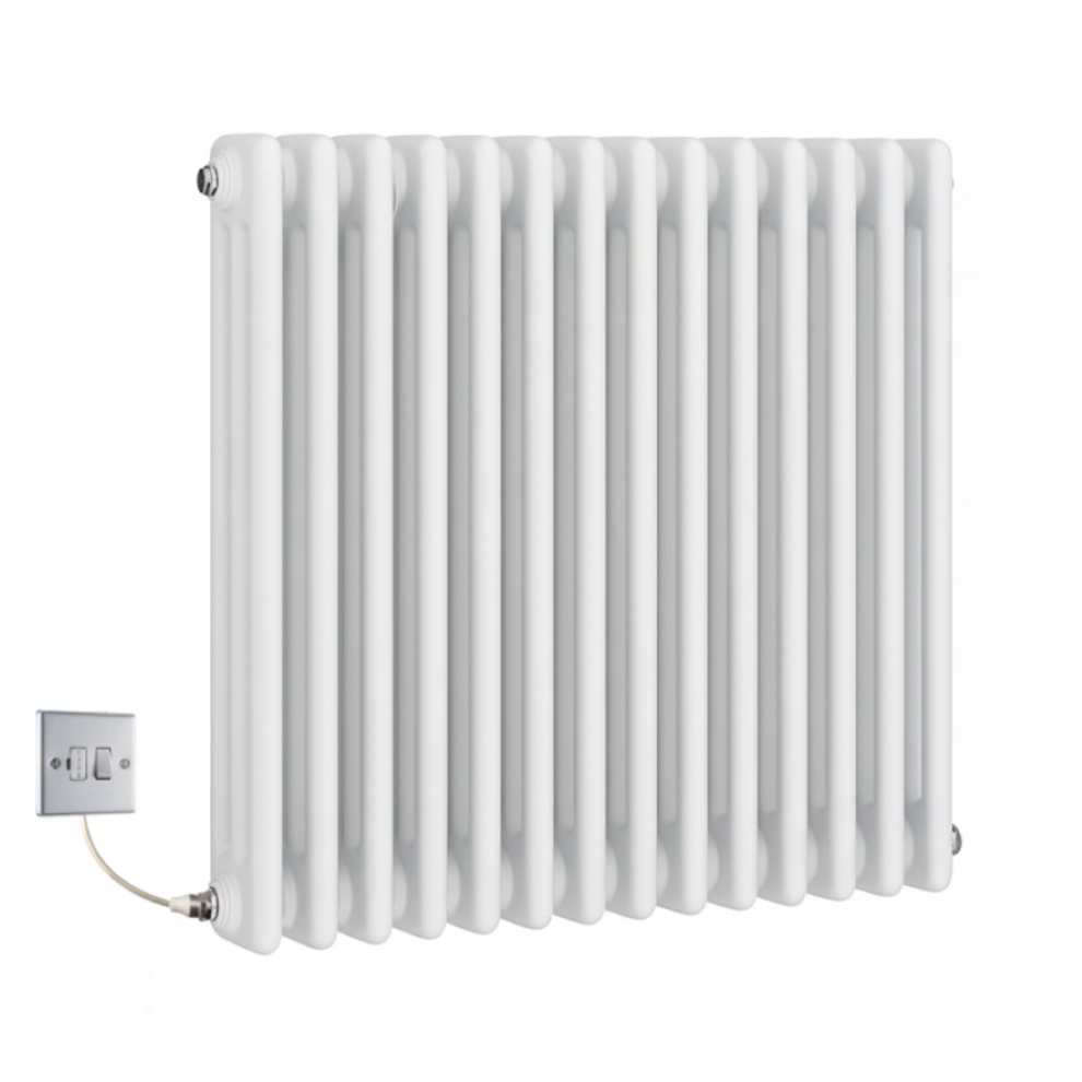 Manissa (605Mm) Traditional White 3 Column Electric Radiators 600Mm High