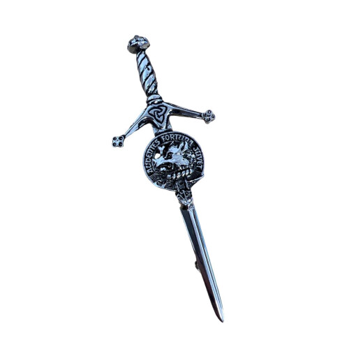 MacKinnon Clan Crest Pewter Sword Kilt Pin