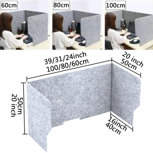 Foldable Acoustic Desk Privacy Panel for Noise Reduction, Freestanding Polyester Divider 60cm 1