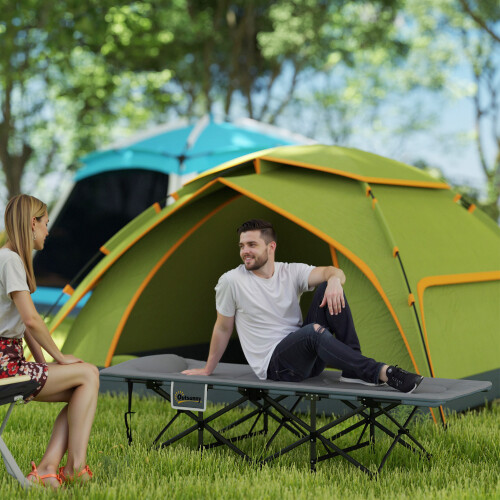 Outsunny Cama Plegable Camping Gris 187 x 67 x 37 cm 1
