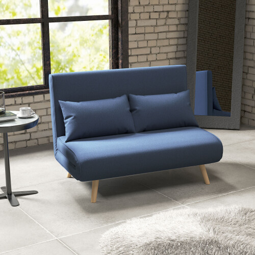 Homcom Sofá Cama Doble Azul 120 x 75 x 85 cm 1