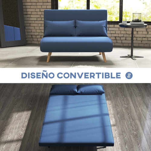 Homcom Sofá Cama Doble Azul 120 x 75 x 85 cm 1