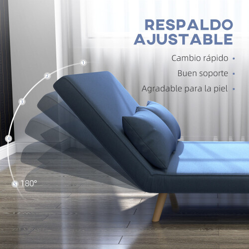 Homcom Sofá Cama Doble Azul 120 x 75 x 85 cm 2