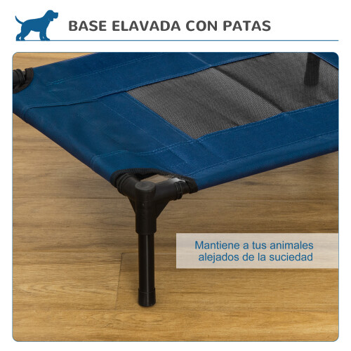 PawHut Cama Elevada para Mascota Azul 61 x 46 x 18 cm 2