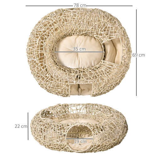 PawHut Cueva para Gato Marrón 78 x 69 x 22 cm 2