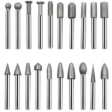 6MM Shank Cylinder Diamond Grinding Bits Cylindrical Points Coated Carving Burrs Lapidary Tools Jade Stone Marble