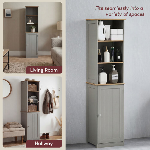 Home Discount Priano 1 Door 2 Shelf Tallboy Cabinet Bathroom Unit 2