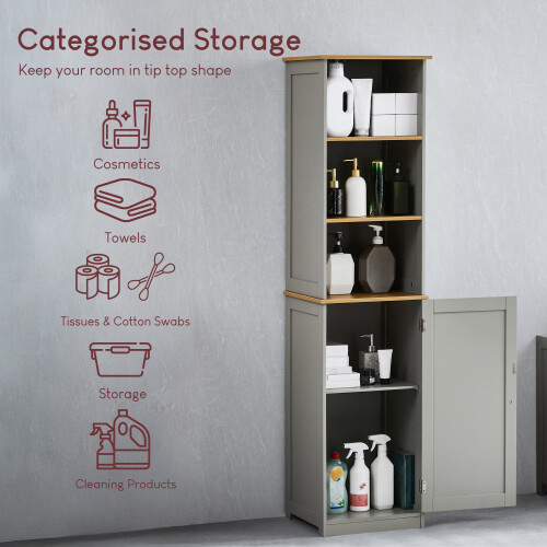 Home Discount Priano 1 Door 2 Shelf Tallboy Cabinet Bathroom Unit 1