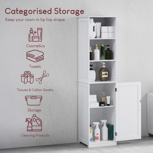 Home Discount Priano 1 Door 2 Shelf Tallboy Cabinet Bathroom Unit 1
