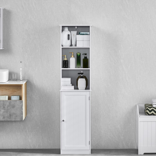 Home Discount Priano 1 Door 2 Shelf Tallboy Cabinet Bathroom Unit 2