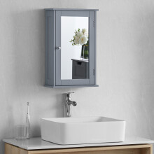 (Grey) Priano 1 Door Mirrored Wall Bathroom Cabinet