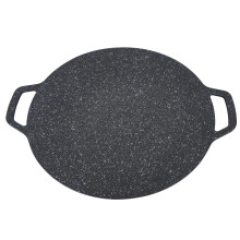 12.2 Inch Nonstick Korean BBQ Grill Pan, Aluminum Round Griddle with Dual Ear Handle for Indoor Outdoor Cooking
