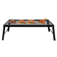 22.83' Folding Campfire Grill Grate, Heavy Duty Metal Portable Camping BBQ Table for Outdoor Cooking