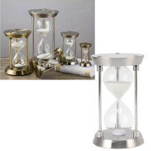 Metal Hourglass Sand Timer 15min Silver Vintage Decor
