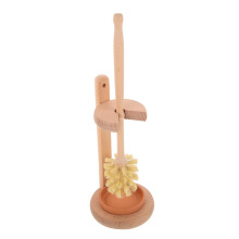 Toilet Brush and Holder Set, Long Handle Toilet Cleaning Brush for Deep Cleaning, Wooden Khaki