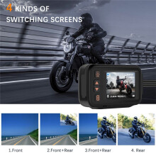 Dash Cam Front and Rear, Driving Recorder Camera for Motorcycles, 2 Inch HD Dash Cam, Loop Recording, Waterproof