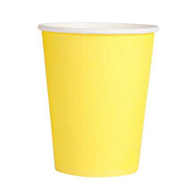 100 Paper Cups (9oz) - Plain Solid Colours Birthday Party Tableware Catering(Yellow)