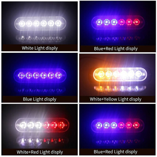 6X 12V-24V 6LED Light Flash Emergency Car Vehicle Warning Strobe Flashing White 1