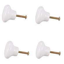 4pcs Ceramic Door Round Handles Kitchen Cabinet Cupboard Wardrobe Pull Knobs White S
