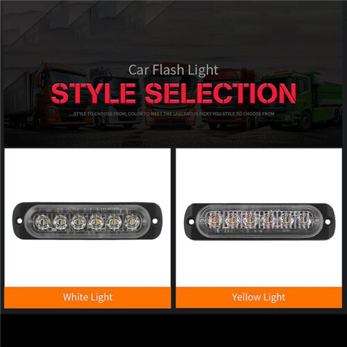6X 12V-24V 6LED Light Flash Emergency Car Vehicle Warning Strobe Flashing White 2