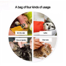 2X Huisdier Kat Verzorging Wassen Badtas, Krabben Bijten Terughoudendheid Polyester Mesh Tas voor Douche, Reinigingsoor, Nagels Knippen, Medicijnen