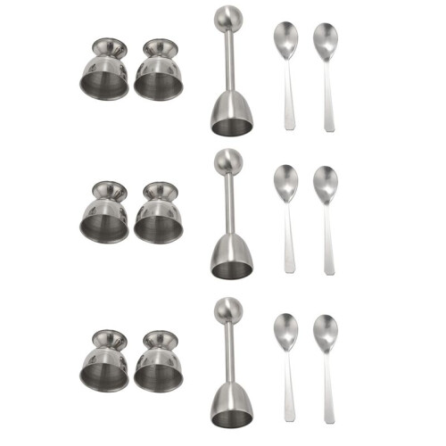 3X Egg Cracker Topper Set - Soft Hard Boiled Eggs Separator Tool - Include Spoons and Cups-Shell Remover