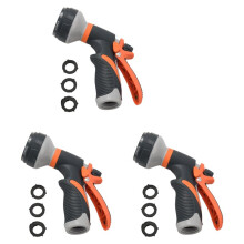 3X Slangmondstuk Tuinslangmondstuk Slang Sproeimondstuk Lekvrij Hoge Druk Heavy Duty 8 Patroon voor Water Geven Planten Wassen Auto'S Huisdieren