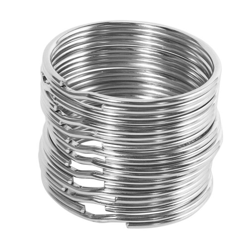40X Quality 50Mm Keyring Split Ring Set Heavy Duty Large Nickel Key Loop Sprung Hoop
