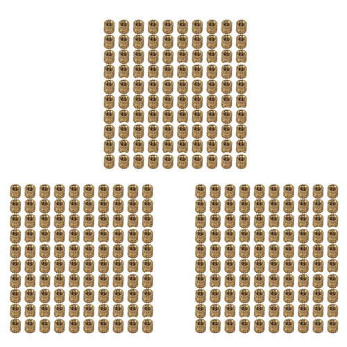 M2 X 3mm Brass Cylinder Knurled Threaded Round Insert Embedded Nuts 300pcs