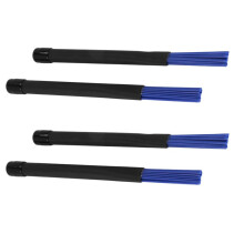 2 Pair Retractable Black Handles Jazz Drum Brushes Sticks Nylon 32cm