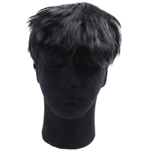 3X Mens Kurze Gerade Schwarze Alltag Volle Perücke