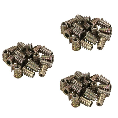 60 Pieces M6x 15mm Hexagon Socket Screw Thread Insert Nut for Wood