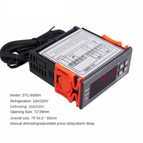 2X STC-8080H Temperature Controller Refrigerator Thermostat Digital Display Microcomputer Temperature Controller 220V 1