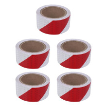 5pcs 10m X 5cm Safety Warning Tape Reflective Tape Self Adhesive Tape Reflective Strip Red + White