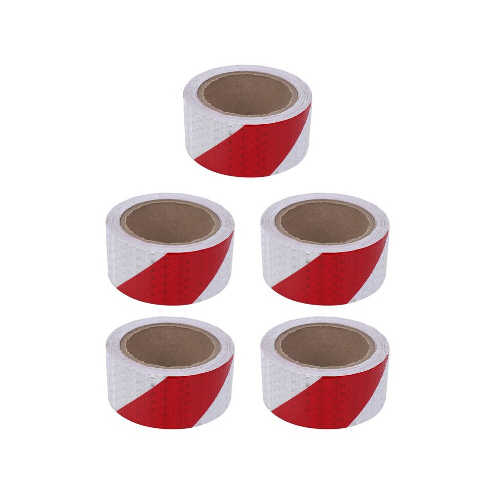 5Pcs 10M X 5Cm Safety Warning Tape Reflective Tape Self Adhesive Tape Reflective Strip + Red/White 4713497240304