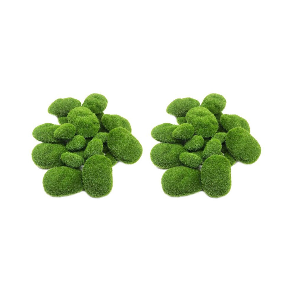 50 Pieces 2 Size Artificial Moss Rocks Decorative, Moss Balls For Floral Arrangements, Fairy Gardens And Crafting Green 4713492554505