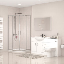 Nes Home White 1050mm Freestanding Basin Vanity WC Unit Shower & BTW Toilet