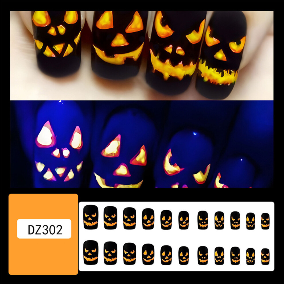 Creation-3C (Standard) Glow Halloween Press-On Nails, Waterproof & Durable