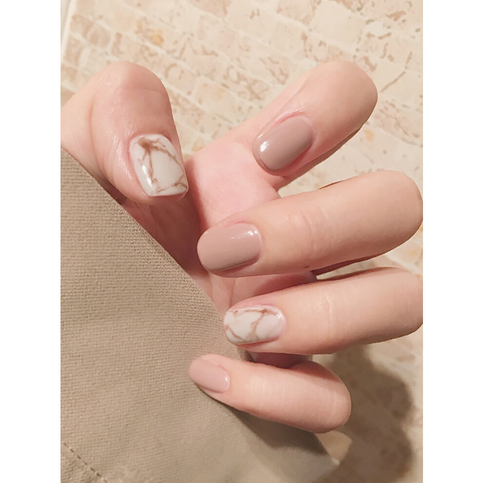 Zhouq-Outdoors Sweet Khaki Short False Nails - Reusable
