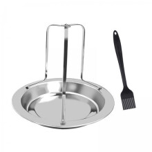 3 Pack Stainless Steel Chicken Roaster Rack with Drip Tray for BBQ and Oven Even Roasting