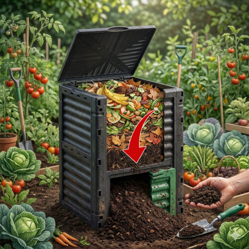 300L Garden Composter Bin Organic Waste Compost Converter Eco Friendly 2