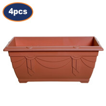 4Pc 40cm Window Box Planter Plastic Venetian Flower Pot Terracotta Garden Basket