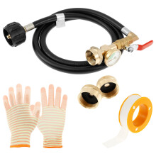 Propane Refill Adapter Kit with 3.94ft Hose and Shutoff Valve for 1lb Cylinder QCC1 Type 1