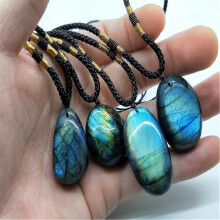 Collier Pendentif Labradorite Pierre de Lune Bleue Pierre Brute for Femmes Hommes