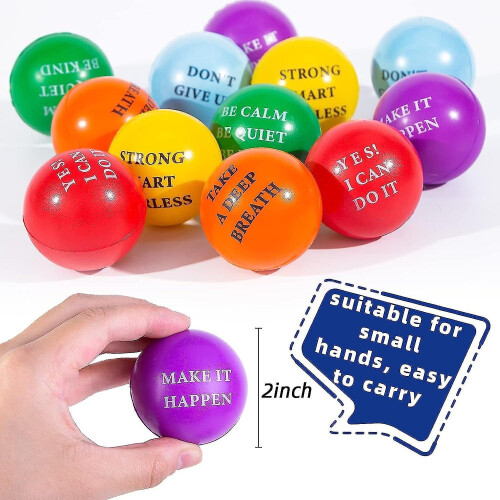 Balles anti-stress 12 pièces 5cm mousse citations positives 2