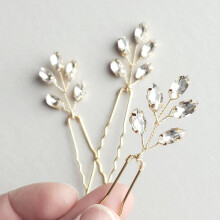 (Gold) Bridal Rhinestone Hairpin Set - U Shape