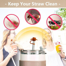 (Brown, Fisherman's Hat) Cute Silicone Straw Cover - Dustproof & Splashproof Gift