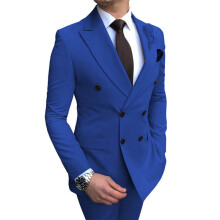 (königsblau, 6XL) Slim-Fit-Anzug für Herren, 2-teilig, Bräutigam-Tuxedo, zweireihiger Blazer, formeller Business-Anzug