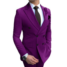 (Dunkelviolett, XS) Slim-Fit-Anzug für Herren, 2-teilig, Bräutigam-Tuxedo, zweireihiger Blazer, formeller Business-Anzug